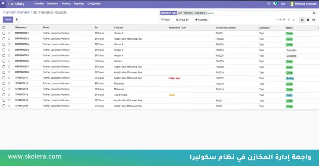 واجهة اصدار المخزون في نظام سكوليرا