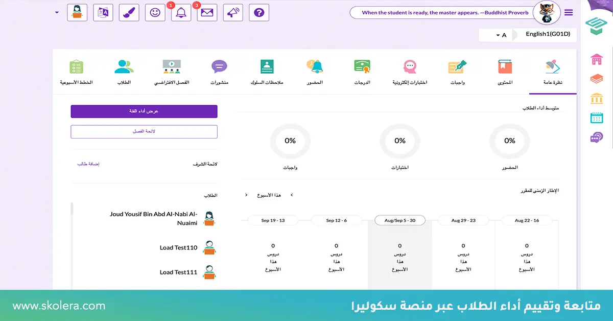 تقييم اداء الطلاب علي منصة سكوليرا